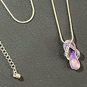 Purple Silver-tone Flip-Flop Necklace